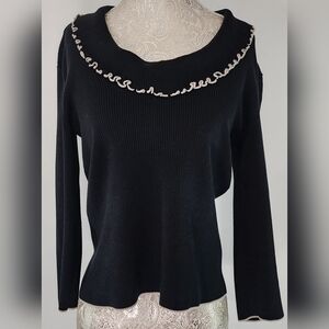 Cache Ribbed Silk/ Knit Top